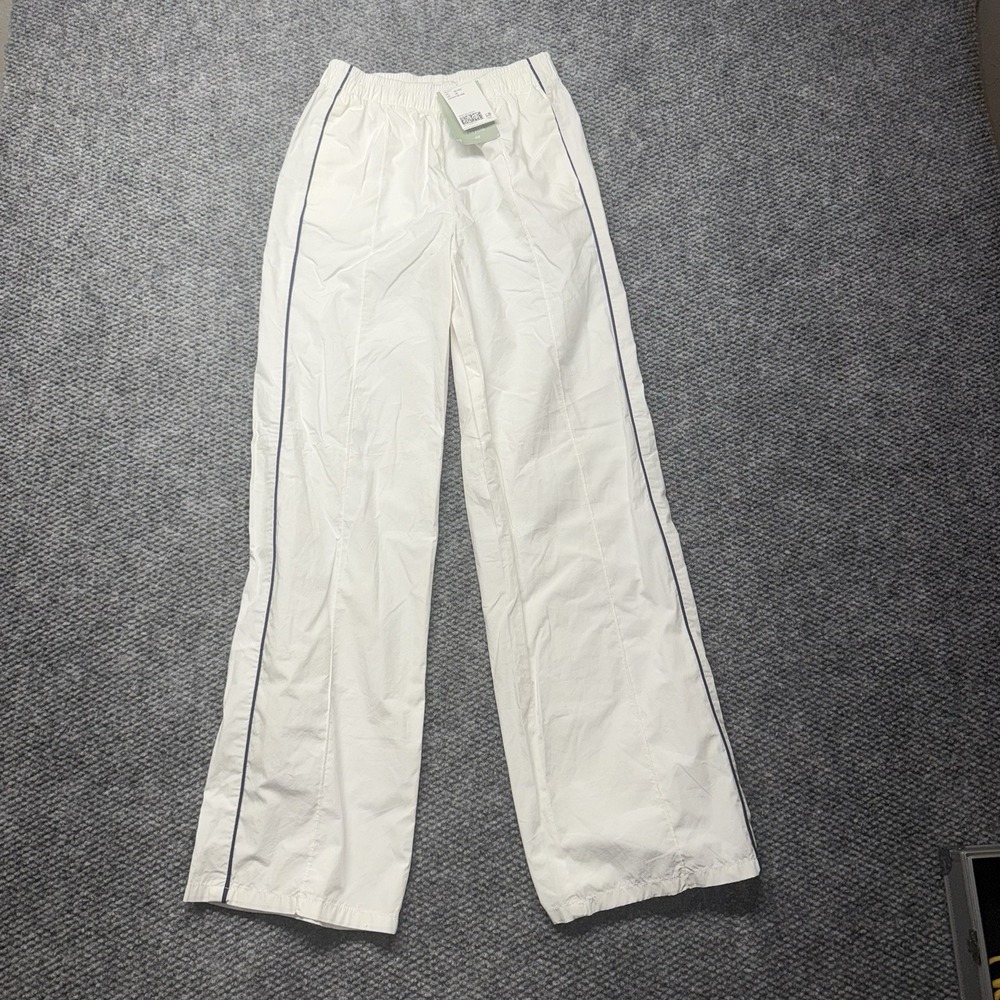 NWT H & M PIPING-DETAIL TRACK PANTS Kids Sz 18 Gym Pants Athletic White And Blac